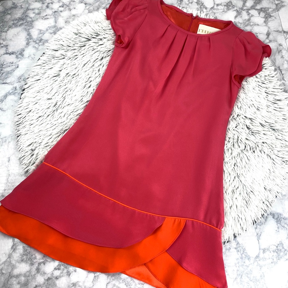 Thread Social Silk Crepe Drop Waist Dress EUC